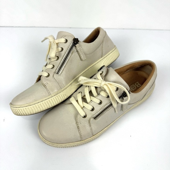 Born Comfort Sneaker Paloma Womens Sz 10 Ivory Leather Slip On Zip Up Shoes Boho - Picture 3 of 8